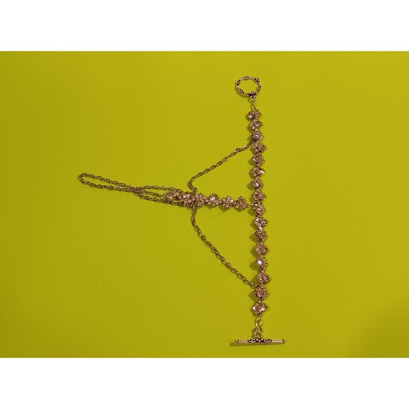 Beautiful  Handmade By Me Clear Fancy Rhinestone Slave bracelet or hand flower - Picture 4 of 8